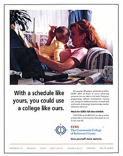 Ad that was part of a campaign to re-introduce and unify the Community College of Baltimore County.