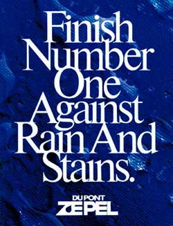 Brochure touting Zepel product from DuPont that helped to revive a brand while reaching business-to-business and consumer audiences with high impact.