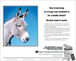 Ad for marketing campaign for the Upper Chesapeake Health System that was credited with breaking all previous records for readership and actions taken as a result.
